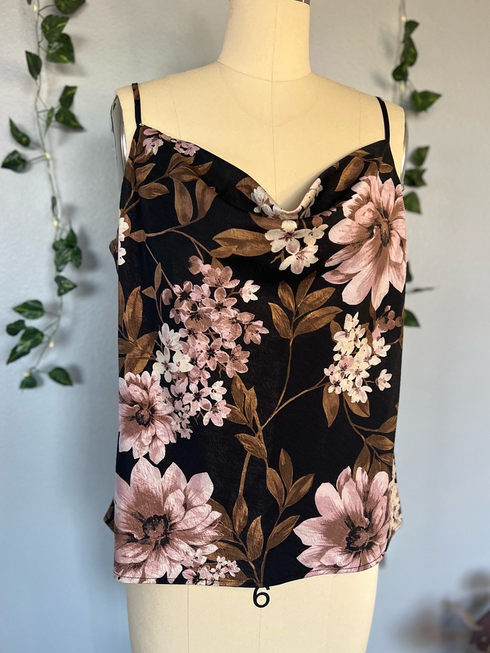 Leyden Black Floral Cowl Neck Cami